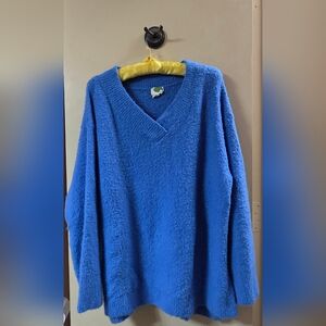 Anthropologie Deep Blue V-Neck Sweater